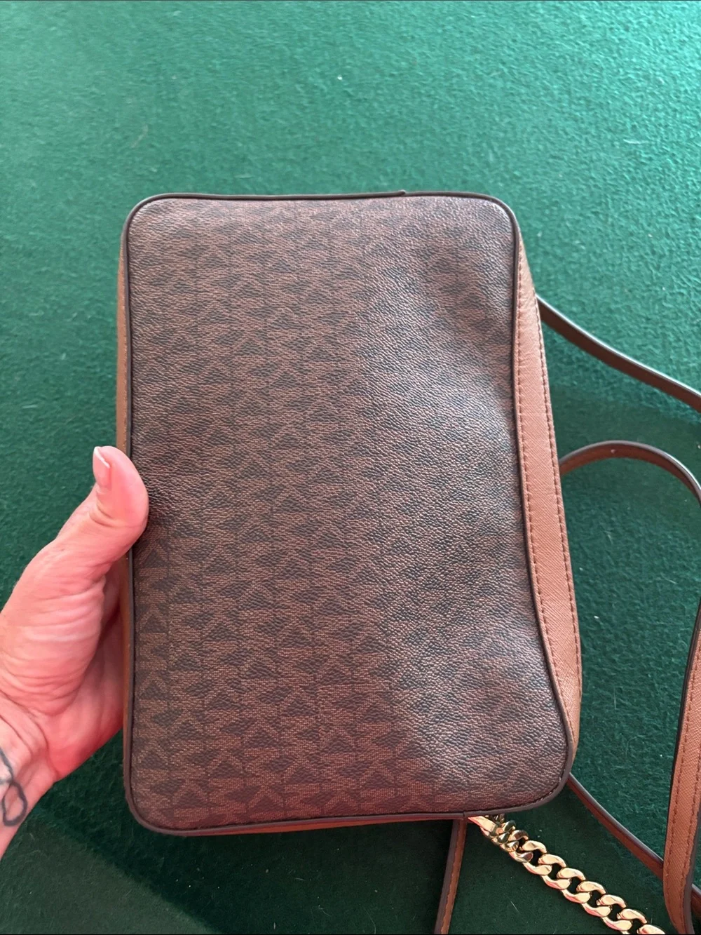 Michael Kors Jet Set Logo EW Crossbody Brown Chain Acorn